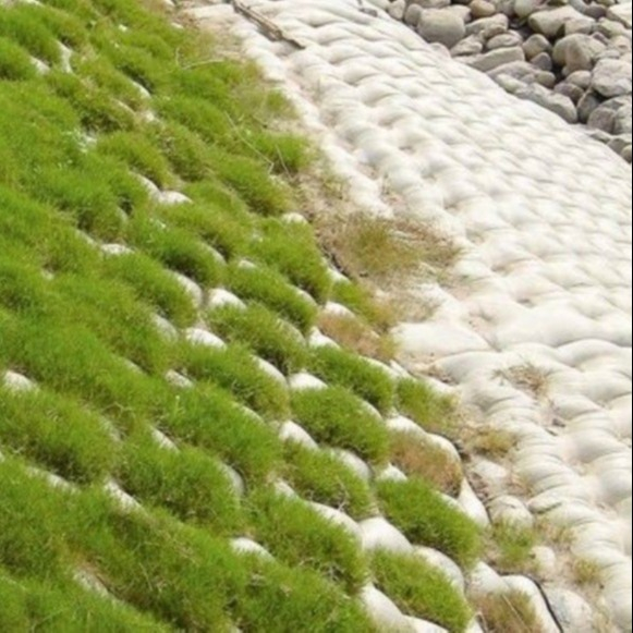 Colchón de revestimiento de hormigón de 15 cm de espesor para el control permanente de la erosión en las orillas del río